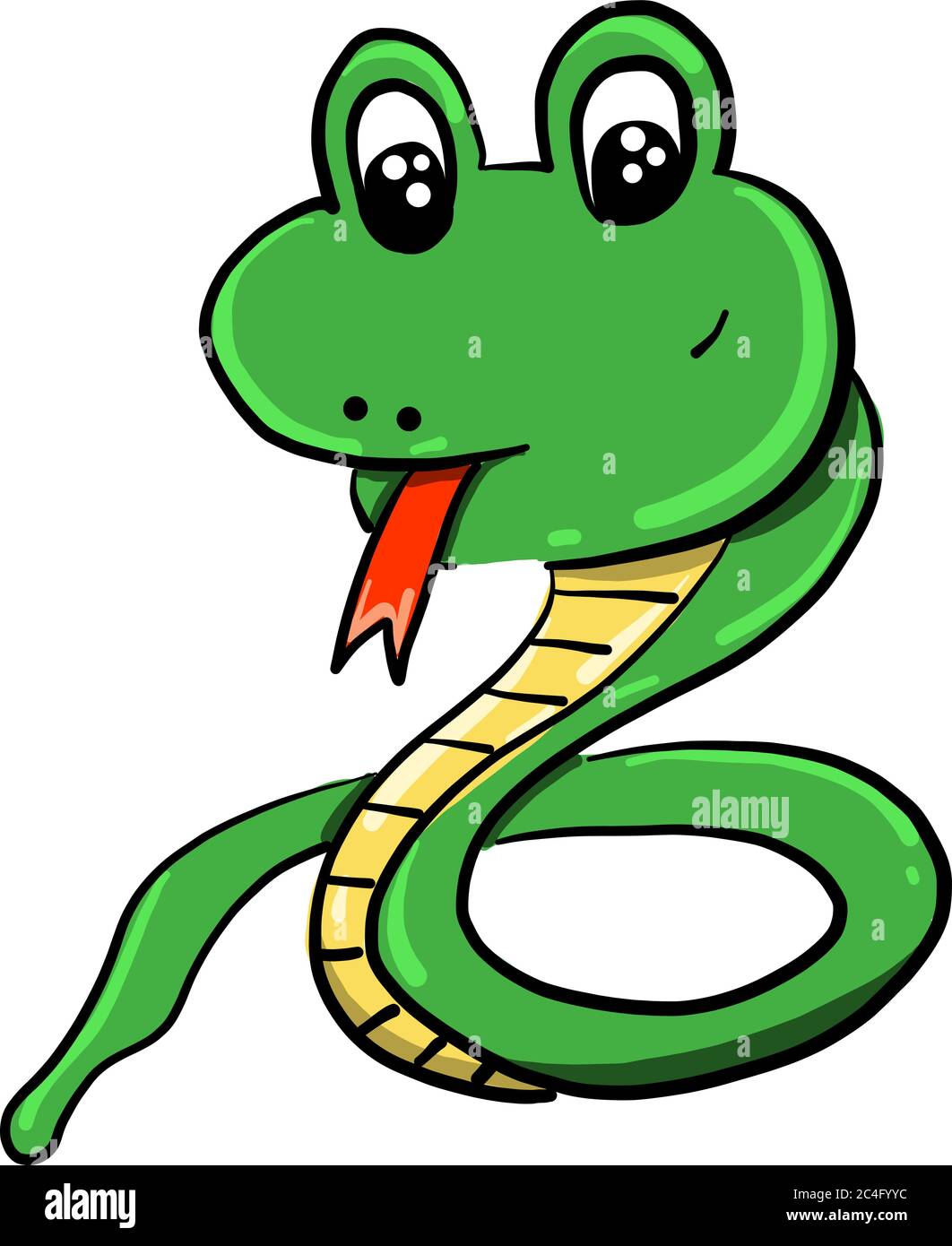 Green snake, illustration, vector on white background Stock Vector