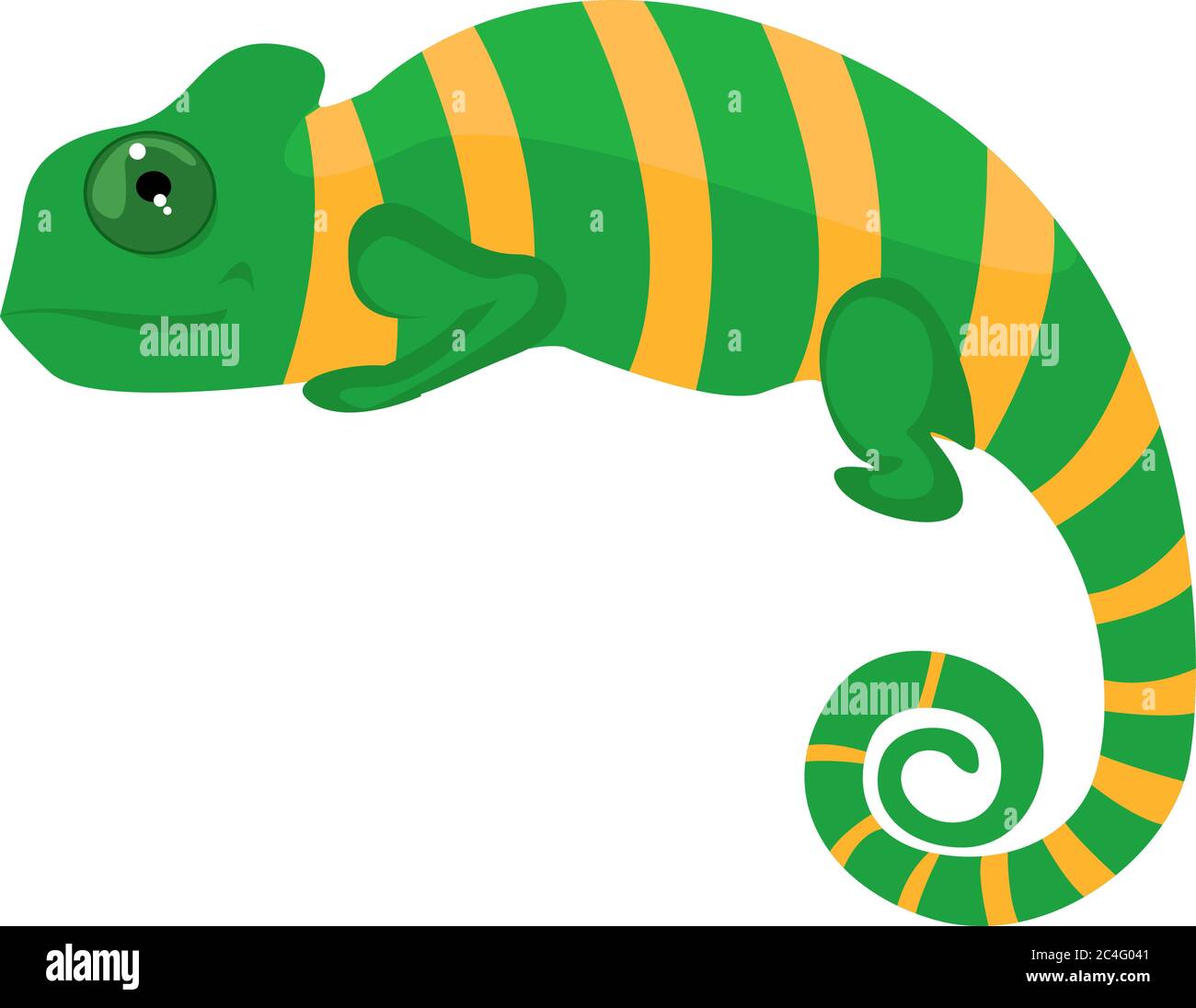 Green chameleon, illustration, vector on white background Stock Vector