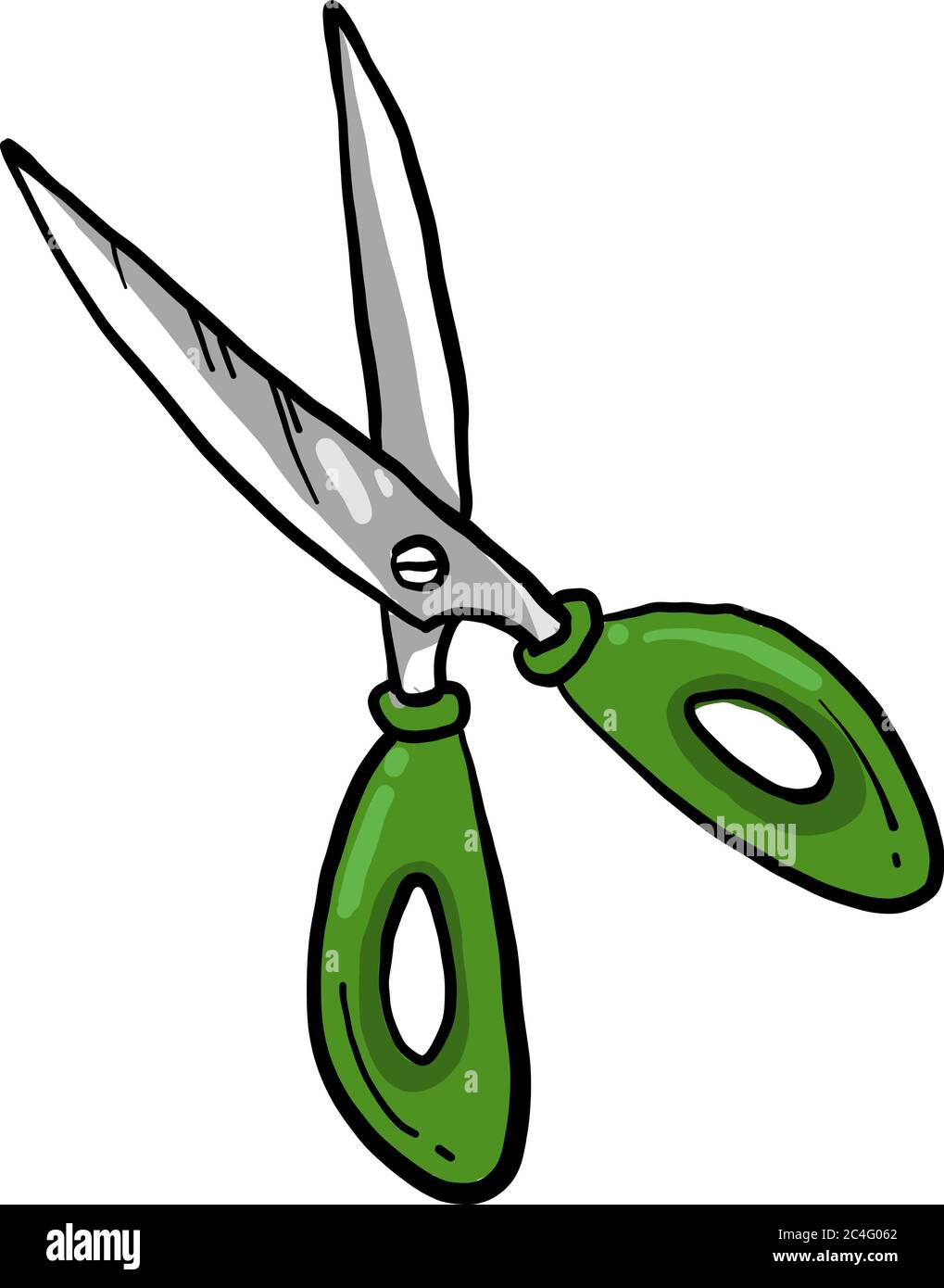 Green scissors, illustration, vector on white background Stock Vector