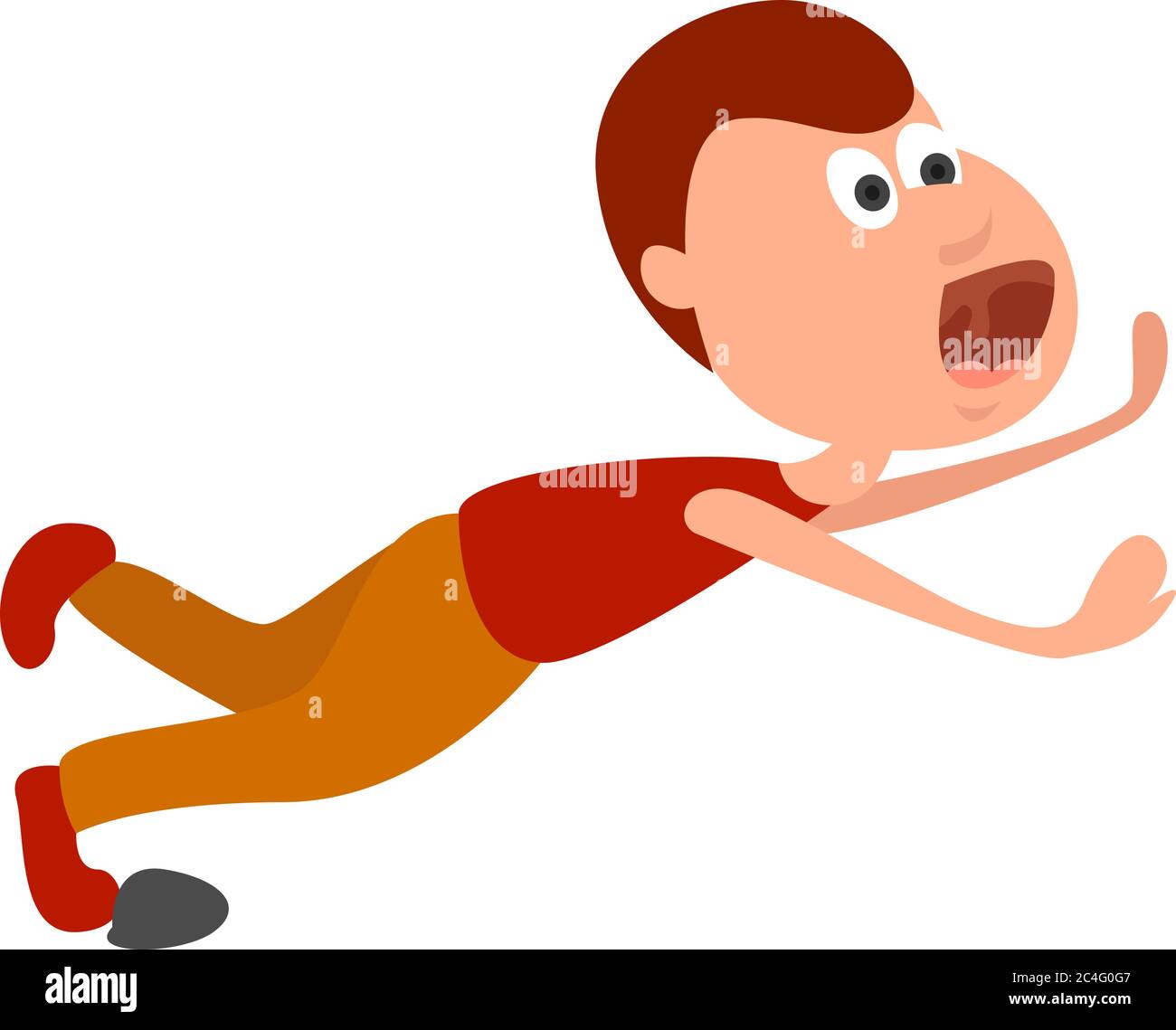 Man slip and fall, illustration, vector on white background Stock Vector