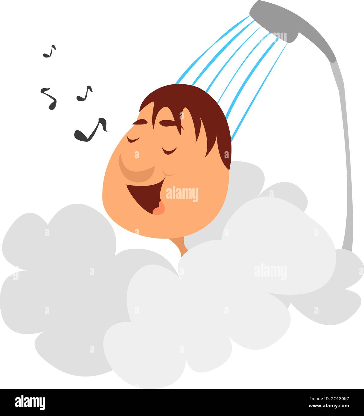Singing in the shower, illustration, vector on white background Stock