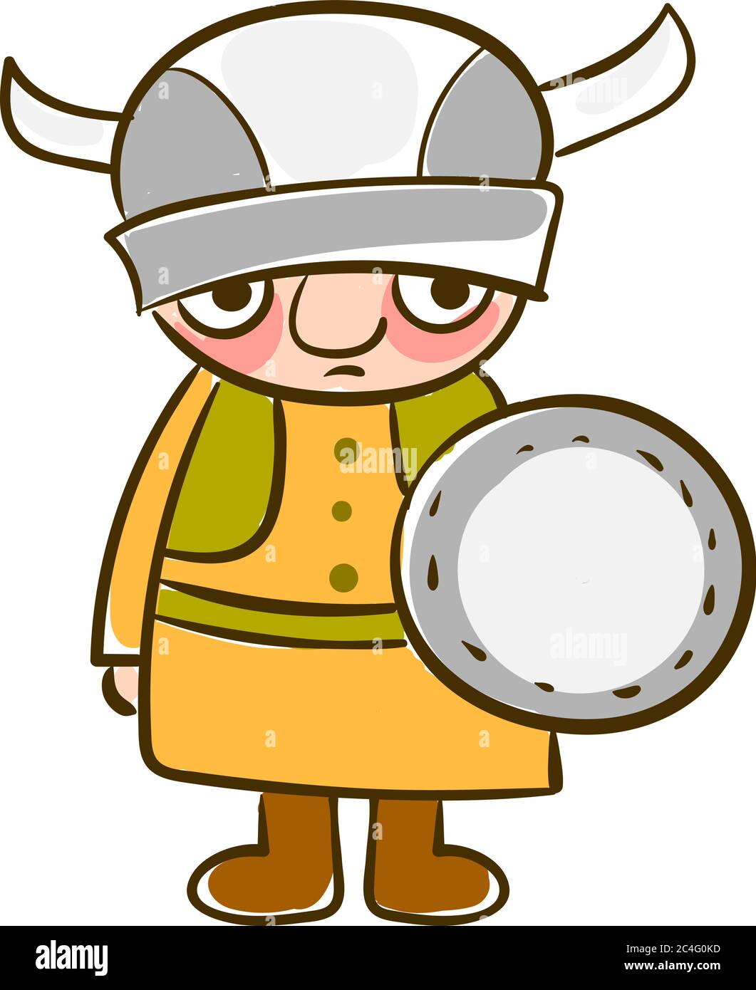 Viking with shield, illustration, vector on white background Stock Vector