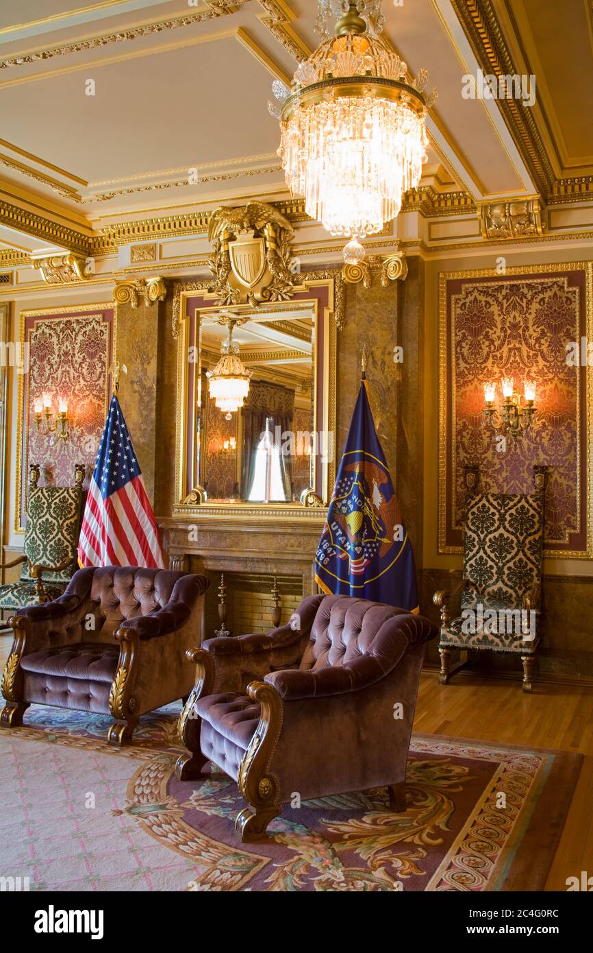 State Reception/Gold Room, State Capitol Building, Salt Lake City, Utah, USA, North America Stock Photo
