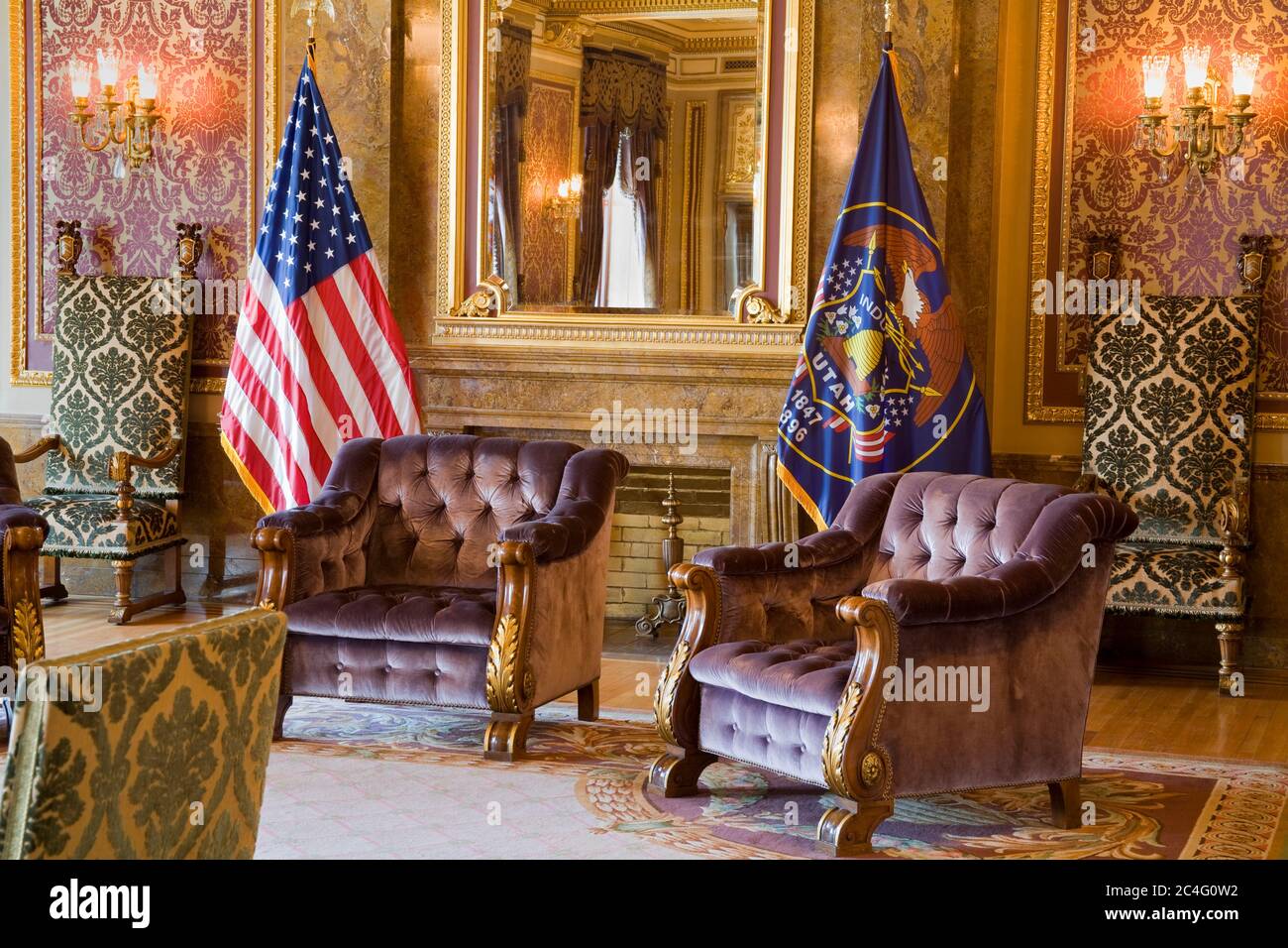 State Reception/Gold Room, State Capitol Building, Salt Lake City, Utah, USA, North America Stock Photo