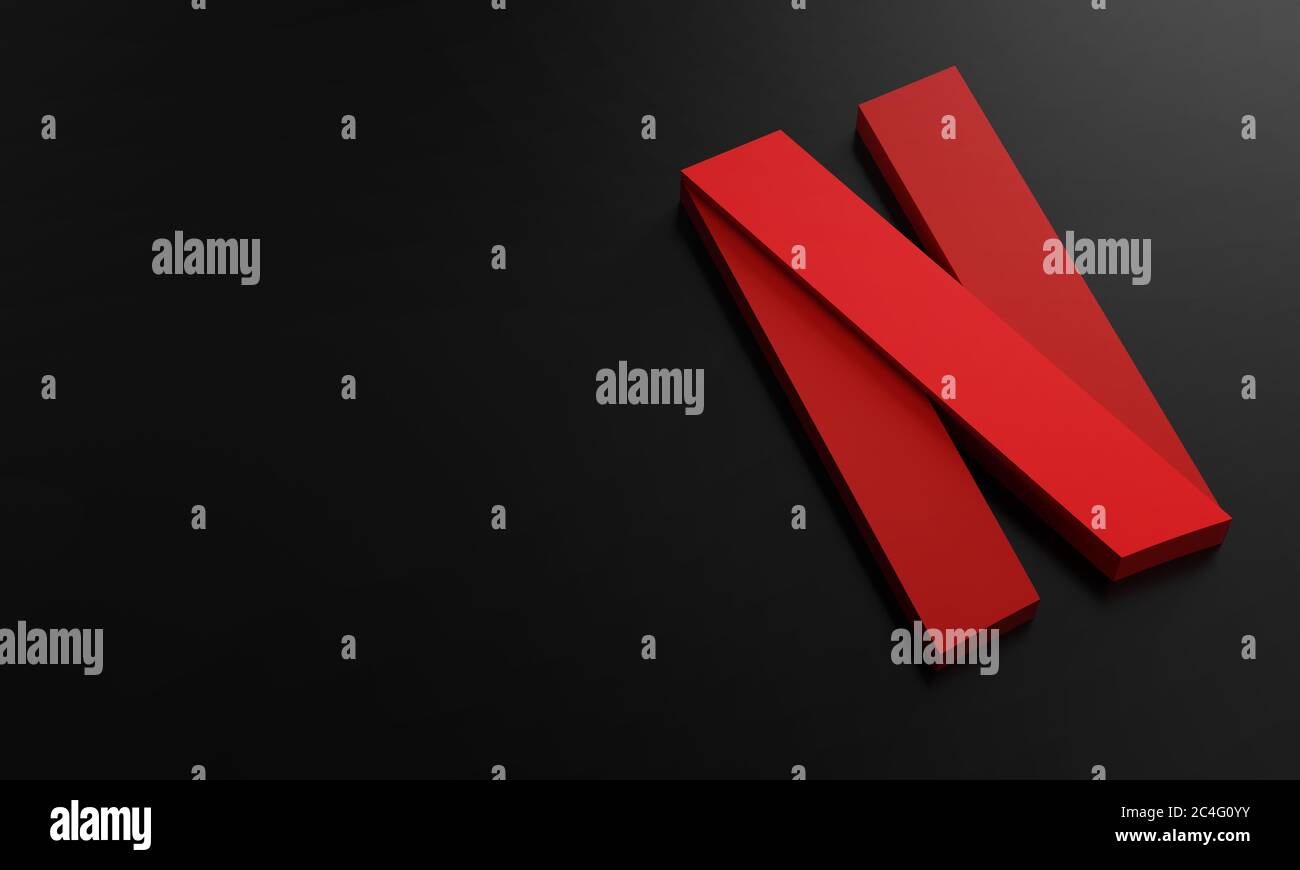 Netflix Logo Minimal Simple Design Template. Copy Space 3D Stock Photo