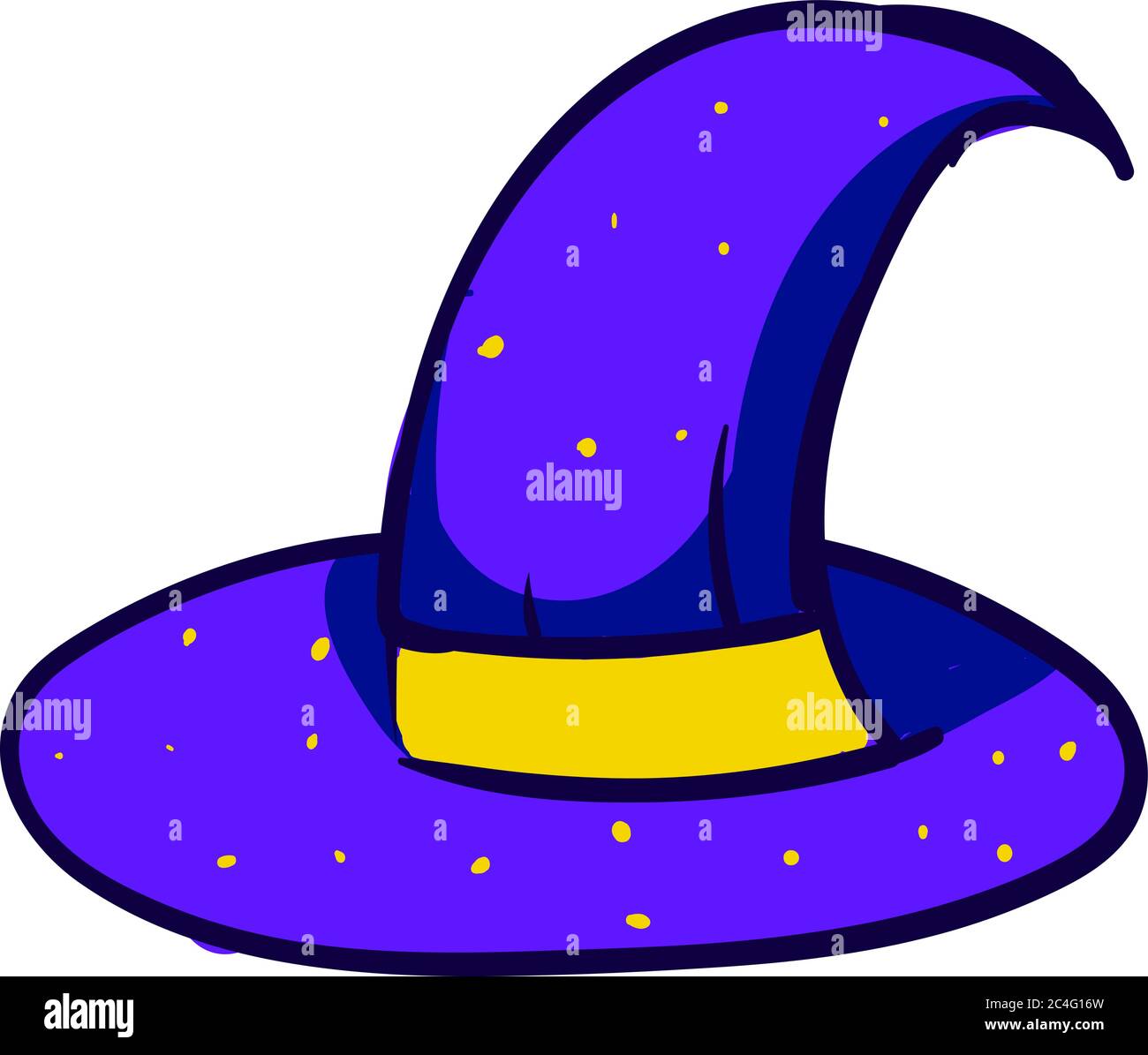 Blue wizard hat, illustration, vector on white background Stock Vector