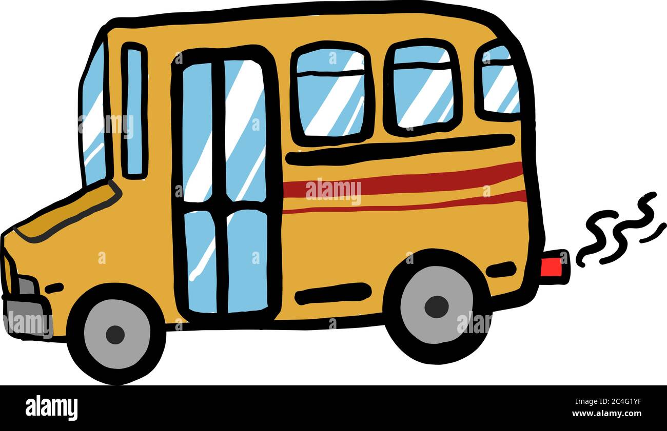 Yellow bus, illustration, vector on white background Stock Vector Image ...