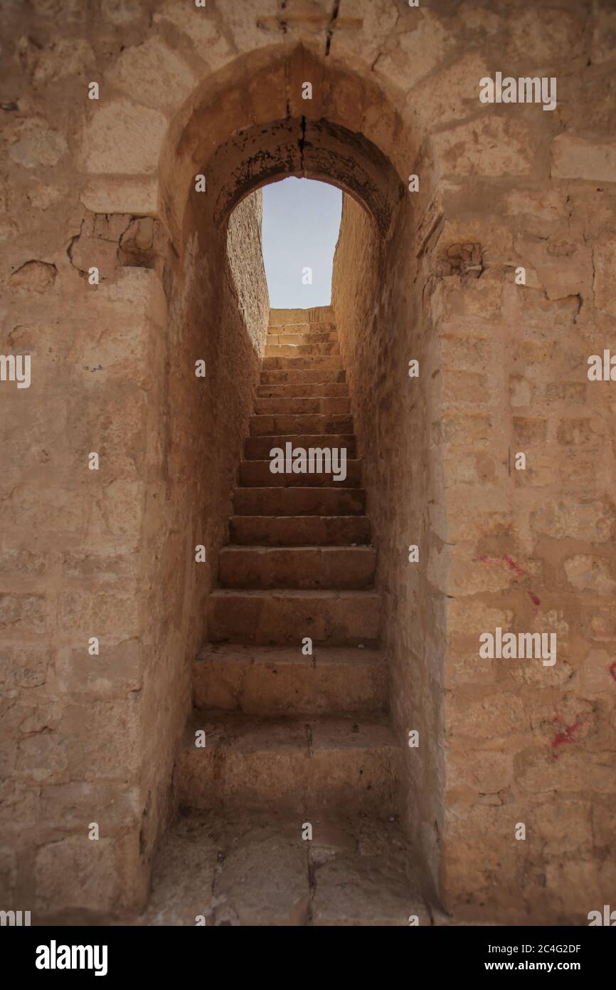 Stairway to the fort roof at ranikot fort, sindh, Pakistan Stock Photo