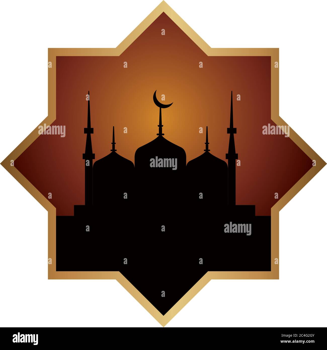 golden star with taj mahal mosque ramadan kareem vector illustration design Stock Vector