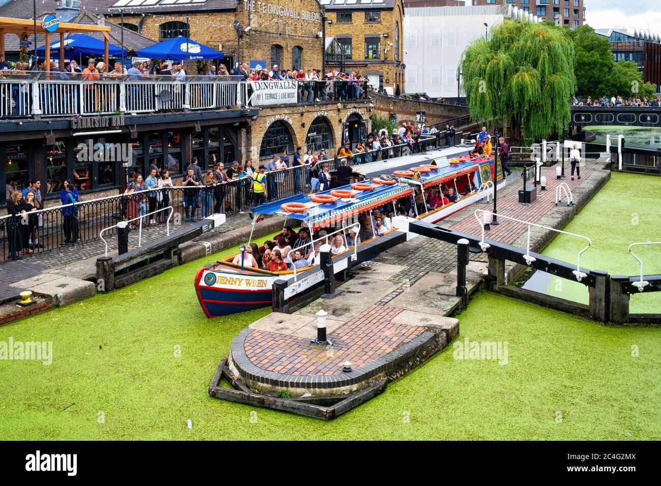 The historic Hampstead Road Locks on the Regent's Canal in Camden Town Stock Photo