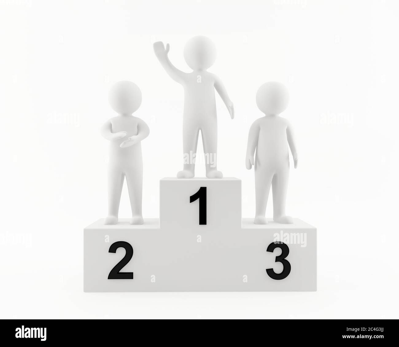 3D characters on the winners podium Stock Photo