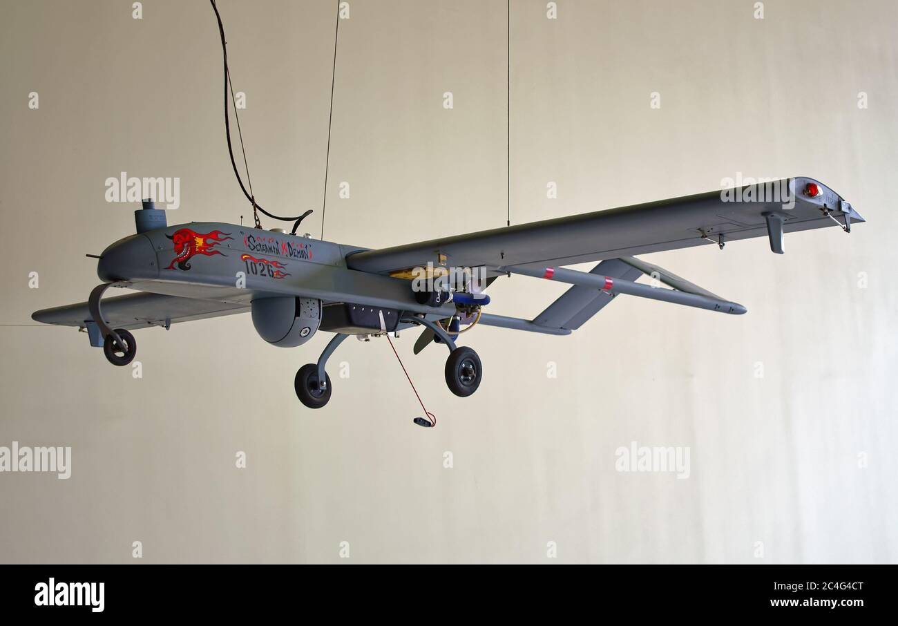Unmanned aerial vehicle AAI RQ-7 Shadow is on display in the Smithsonian National Air and Space Museum, Washington, DC, USA Stock Photo