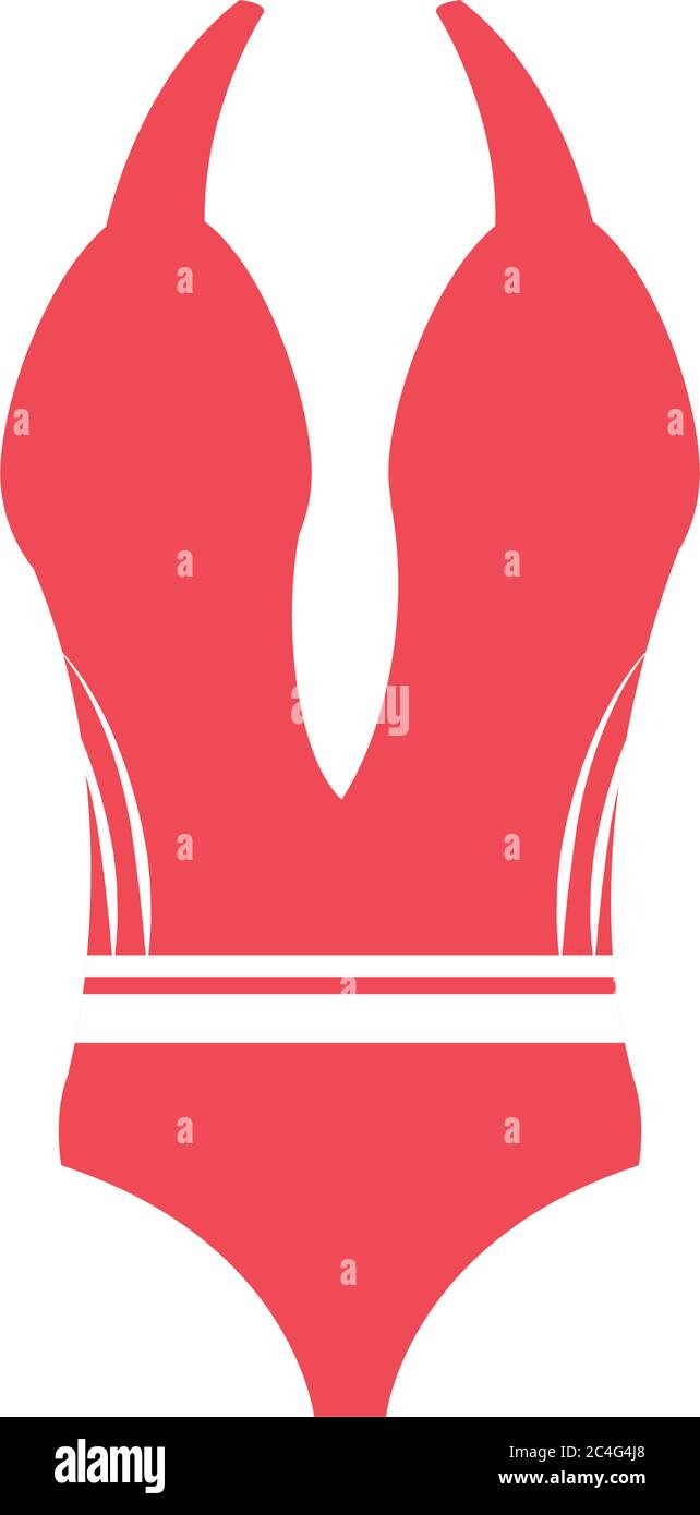 summer travel and vacation red swimsuit female fashion in flat style ...