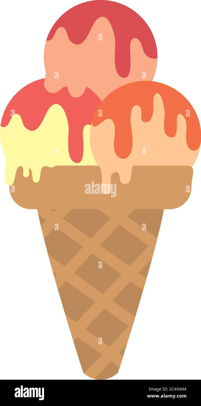 ice cream cone dessert in flat style isolated icon vector illustration ...