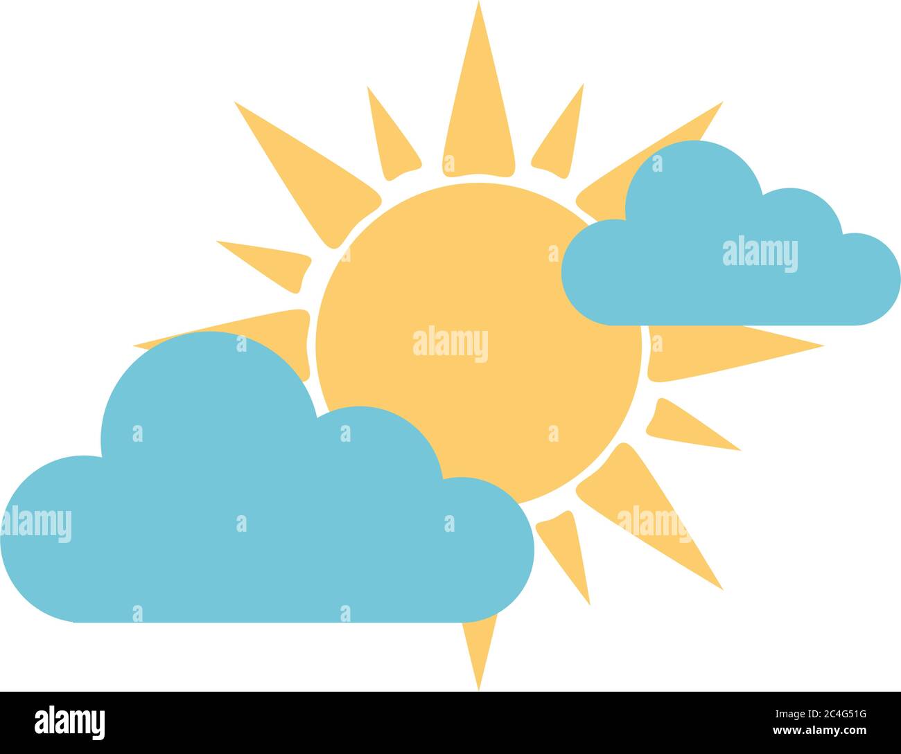 sun clouds sky weather in flat style isolated icon vector illustration ...