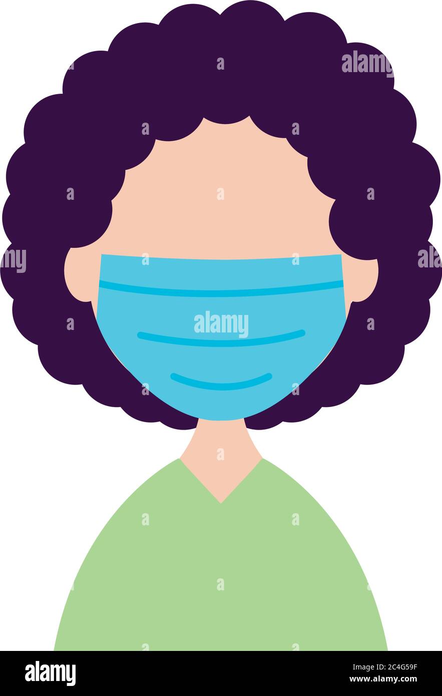 avatar woman with medical mask icon over white background, flat style ...