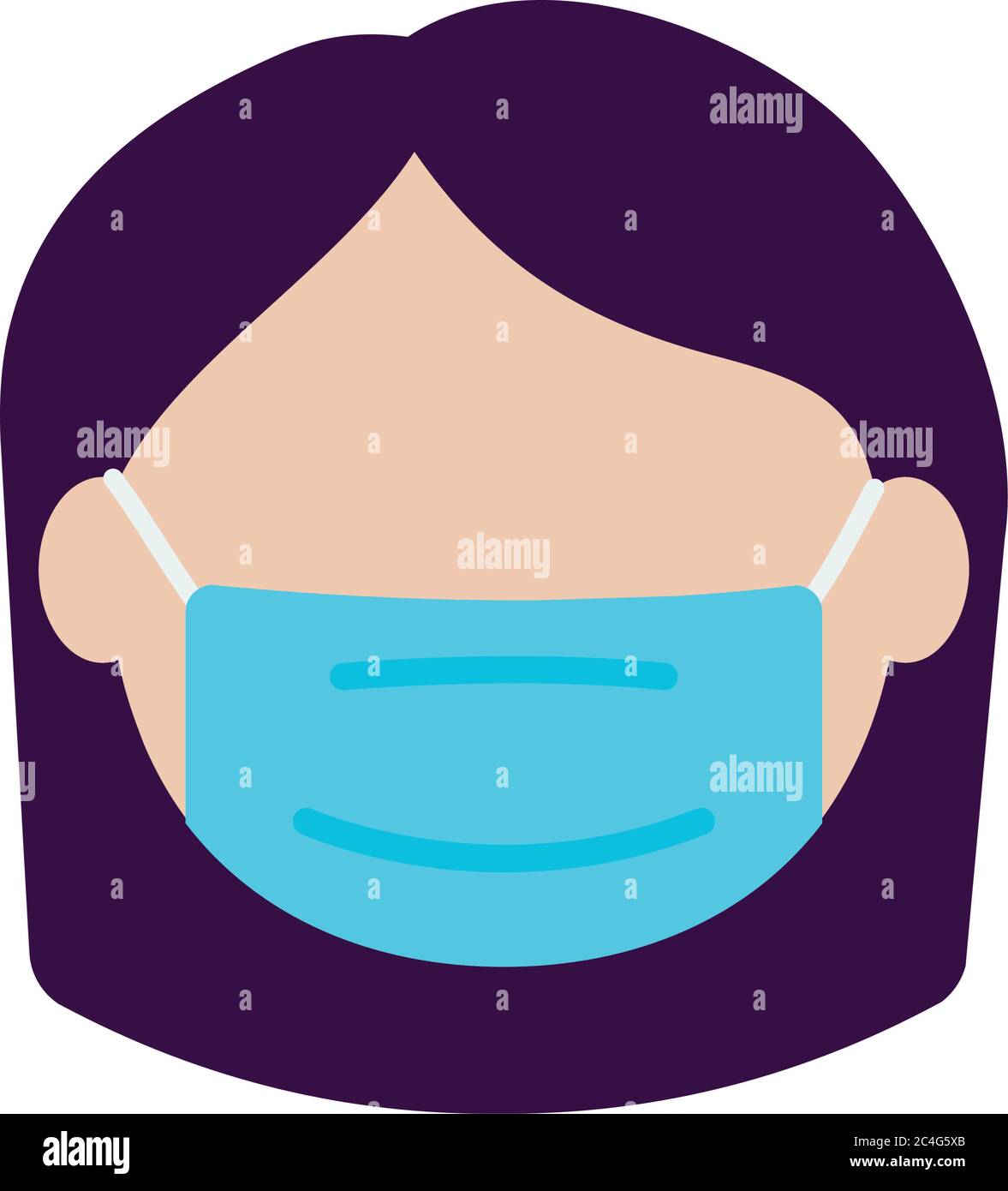 avatar woman with mouth mask icon over white background, flat style ...