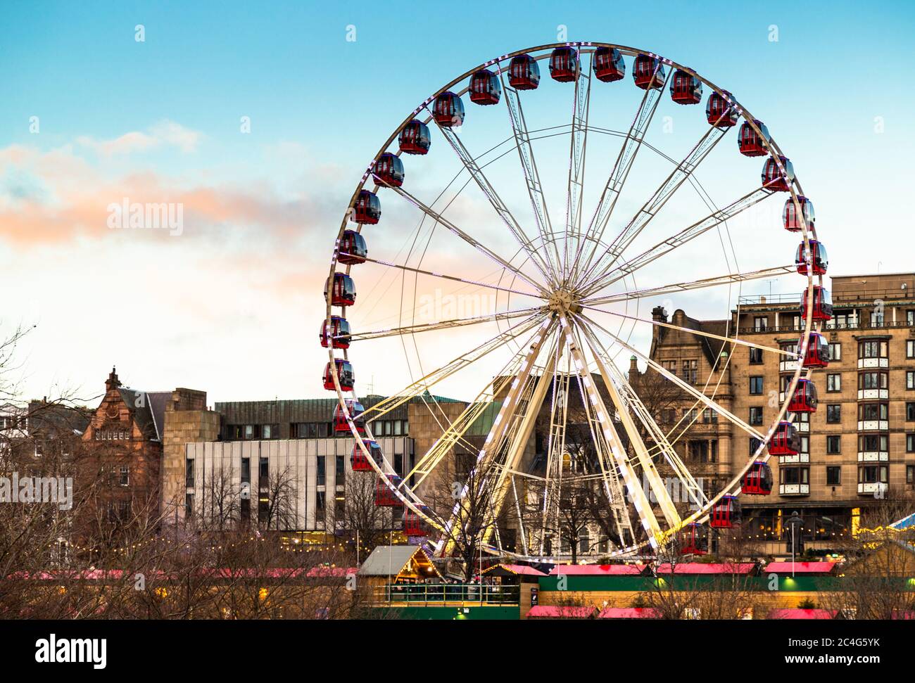 Giant Ferris Wheel in Princes Street, Gardens on New Year's Day, Edinburgh, Scotland, United Kingdom. Stock Photo