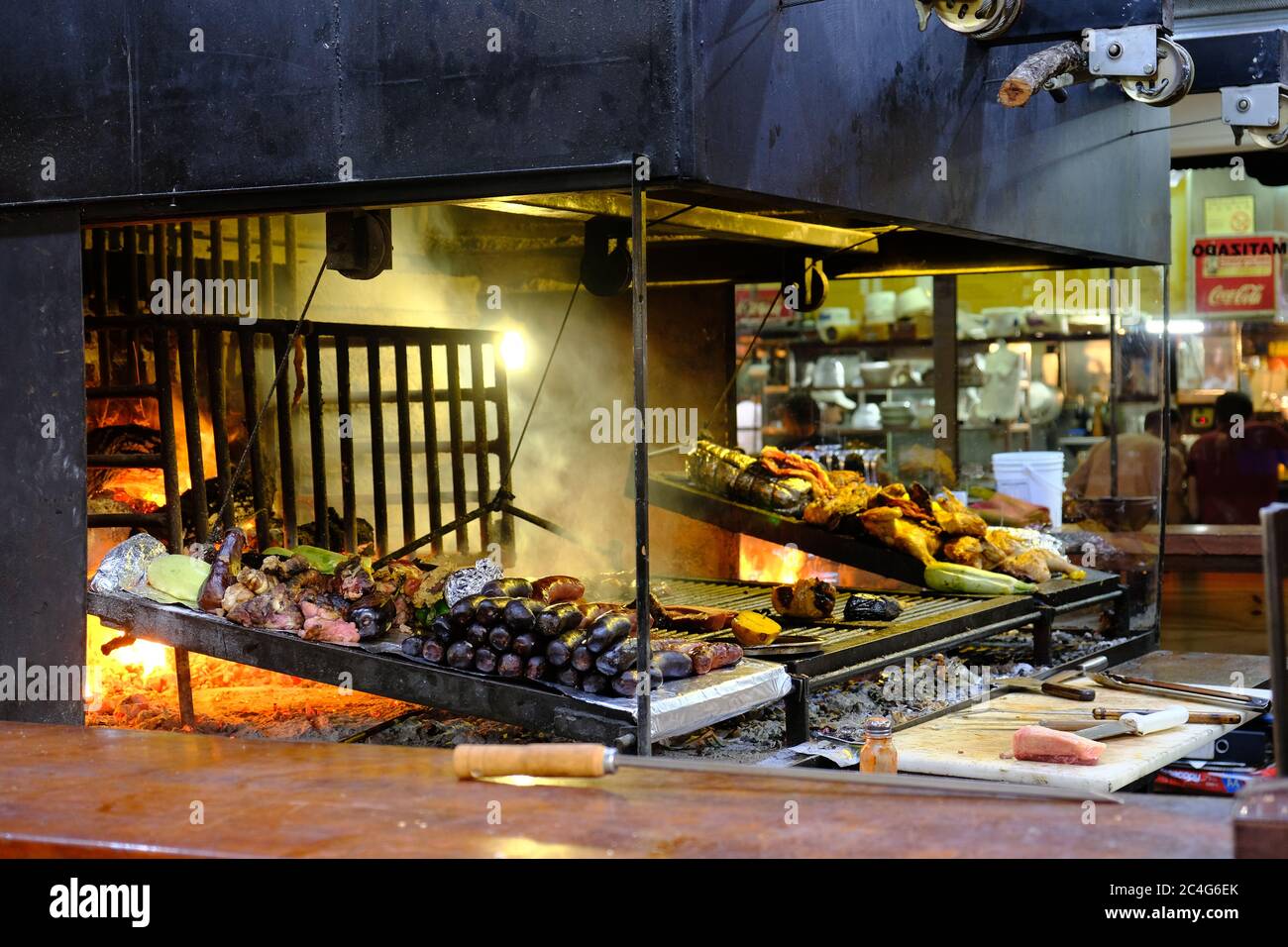 Uruguay Montevideo - Restaurant in Mercado del Puerto Stock Photo