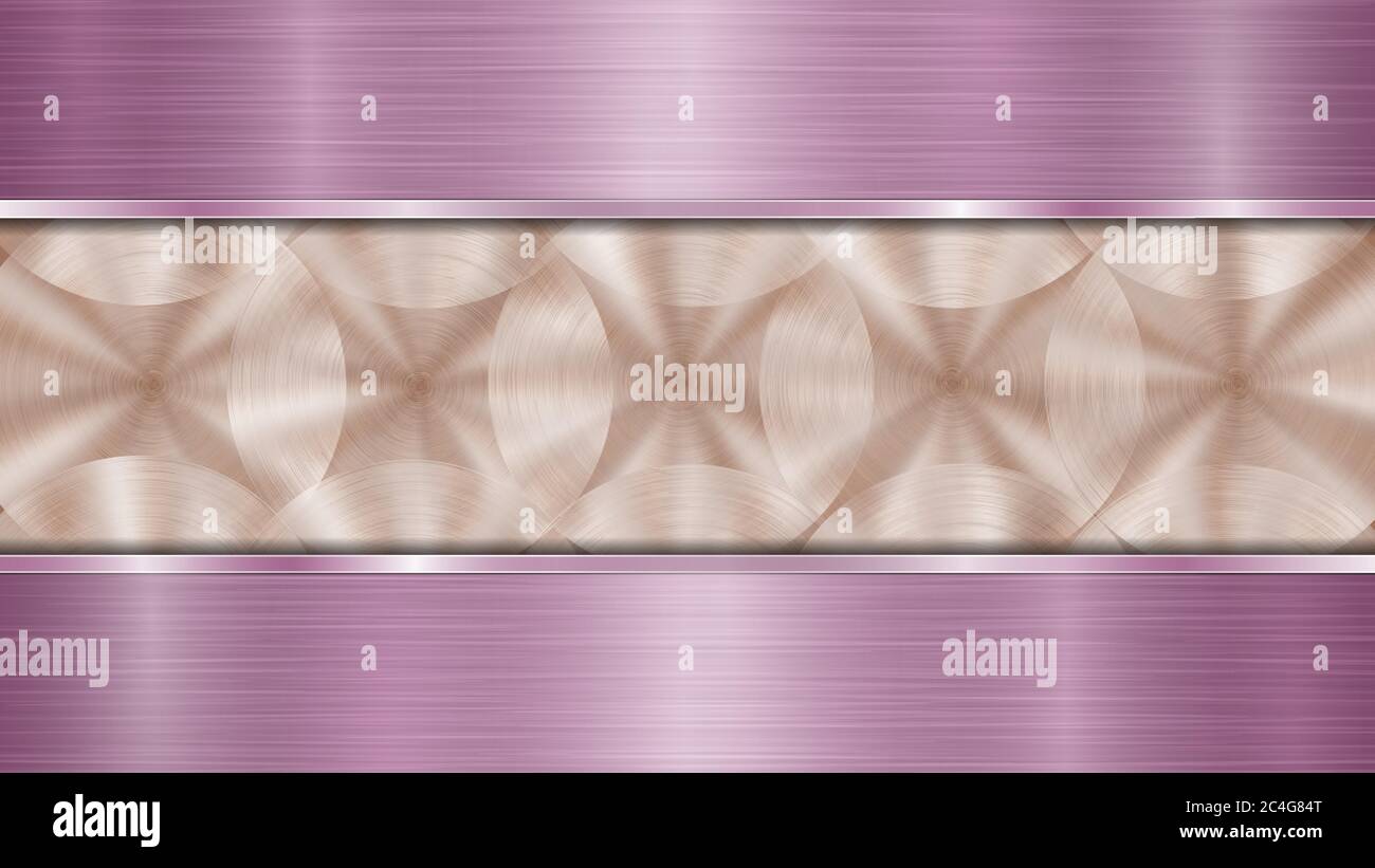 Background consisting of a bronze shiny metallic surface and two