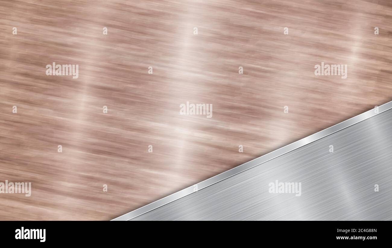 Background consisting of a bronze shiny metallic surface and one ...
