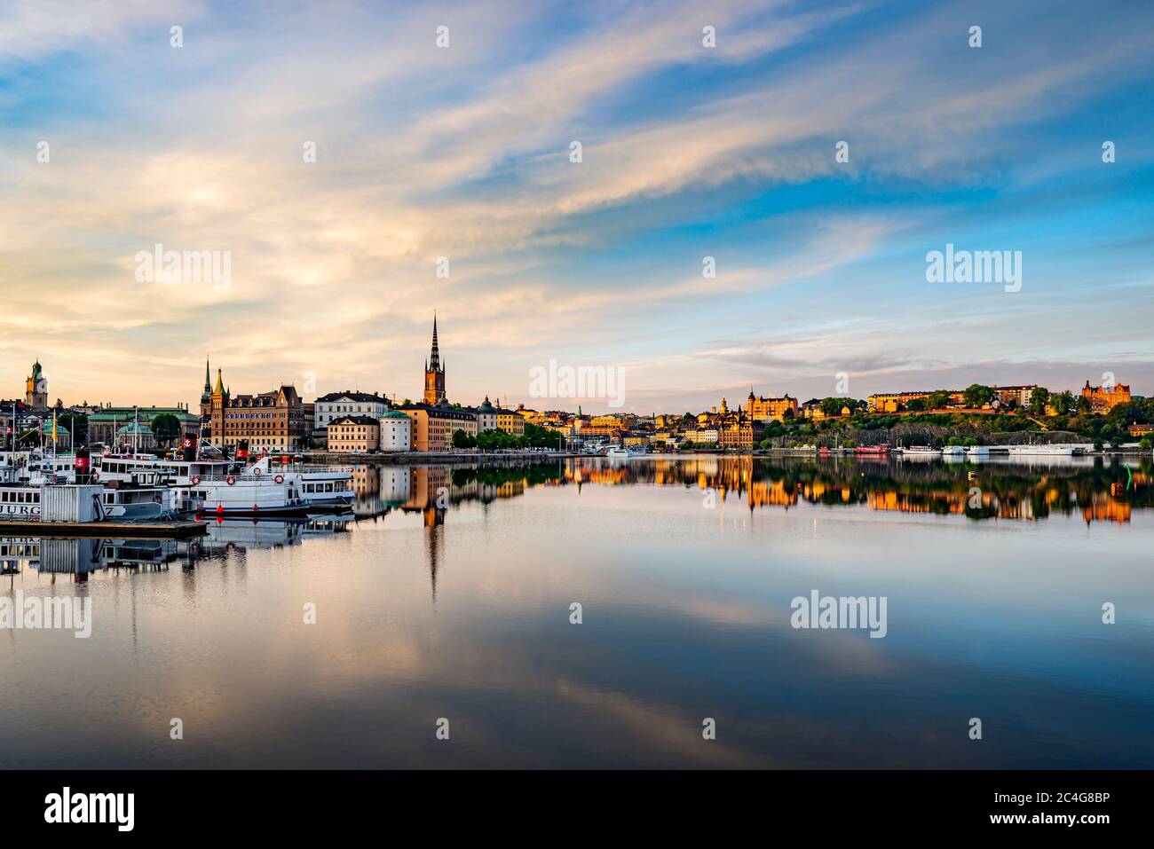 Stockholm, Sweden - Jun 23, 2020: View of Stockholm Riddarholmen Island and Sodermalm Stock Photo