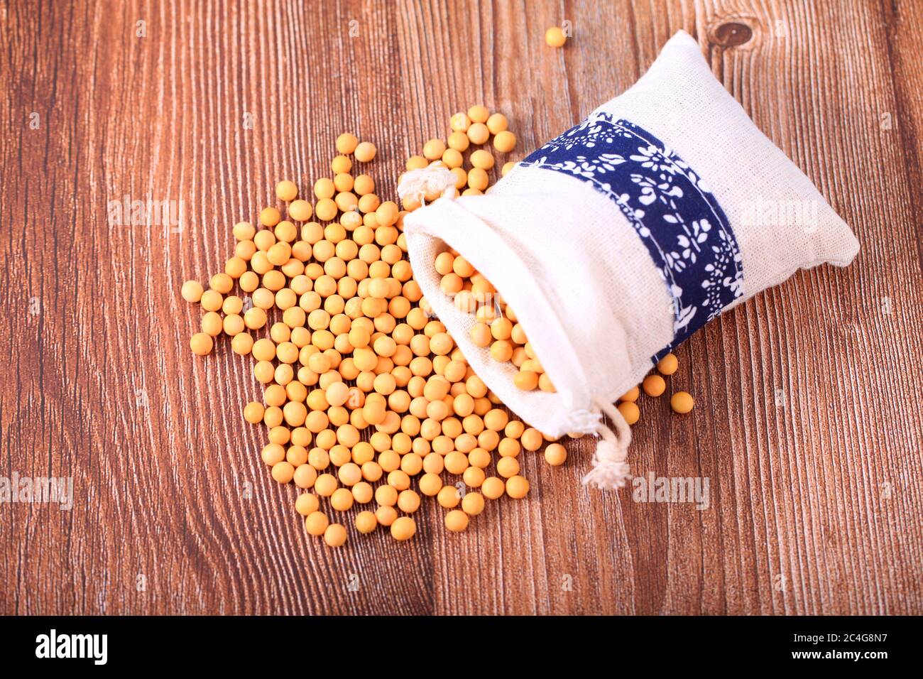 The soybean are on the wooden table Stock Photo