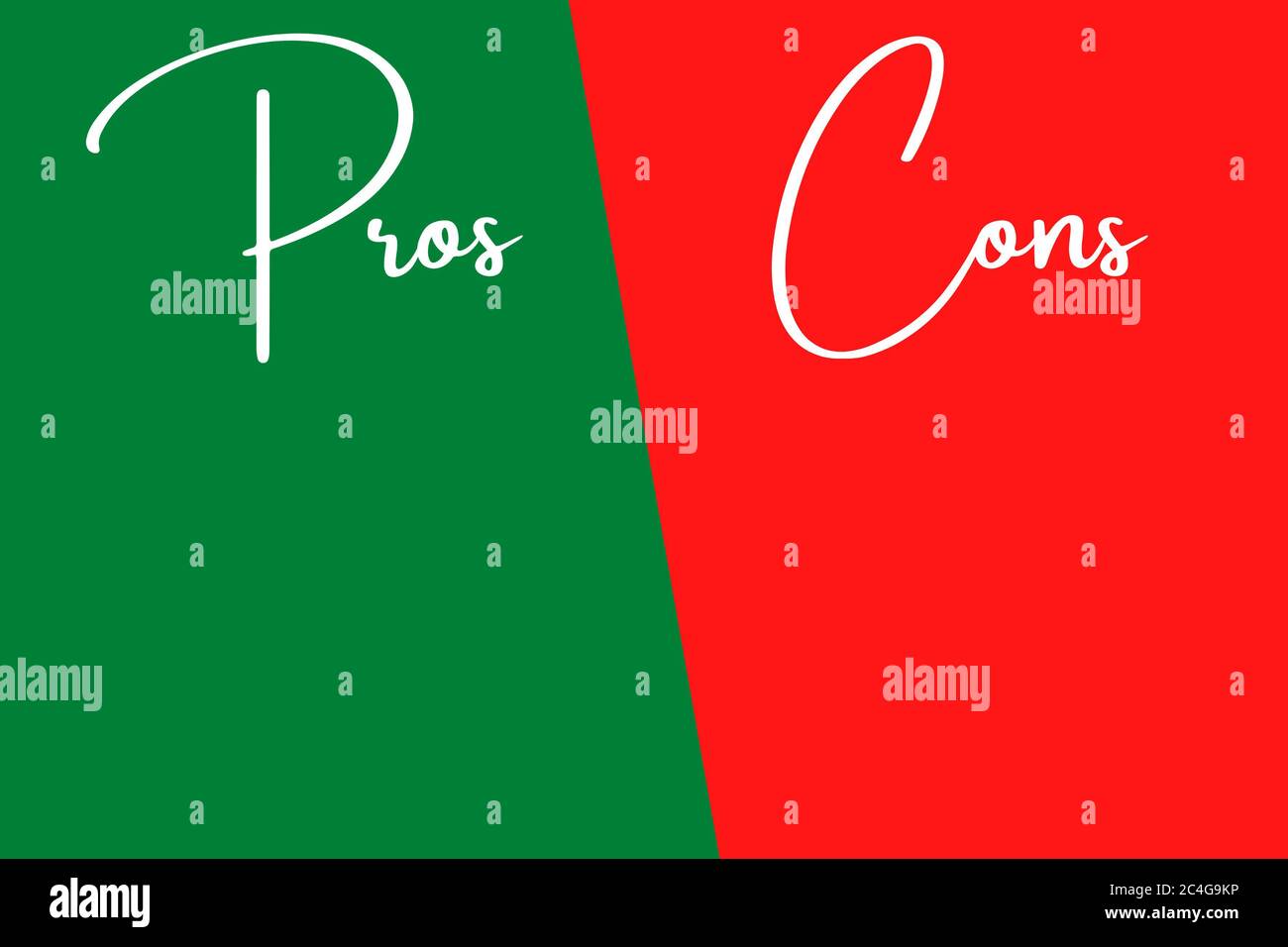 List Of Pros And Cons On A Green And Red Background Simple Concept For Comparison Between Advantages And Disadvantages In A Business Plan Or Comparis Stock Photo Alamy