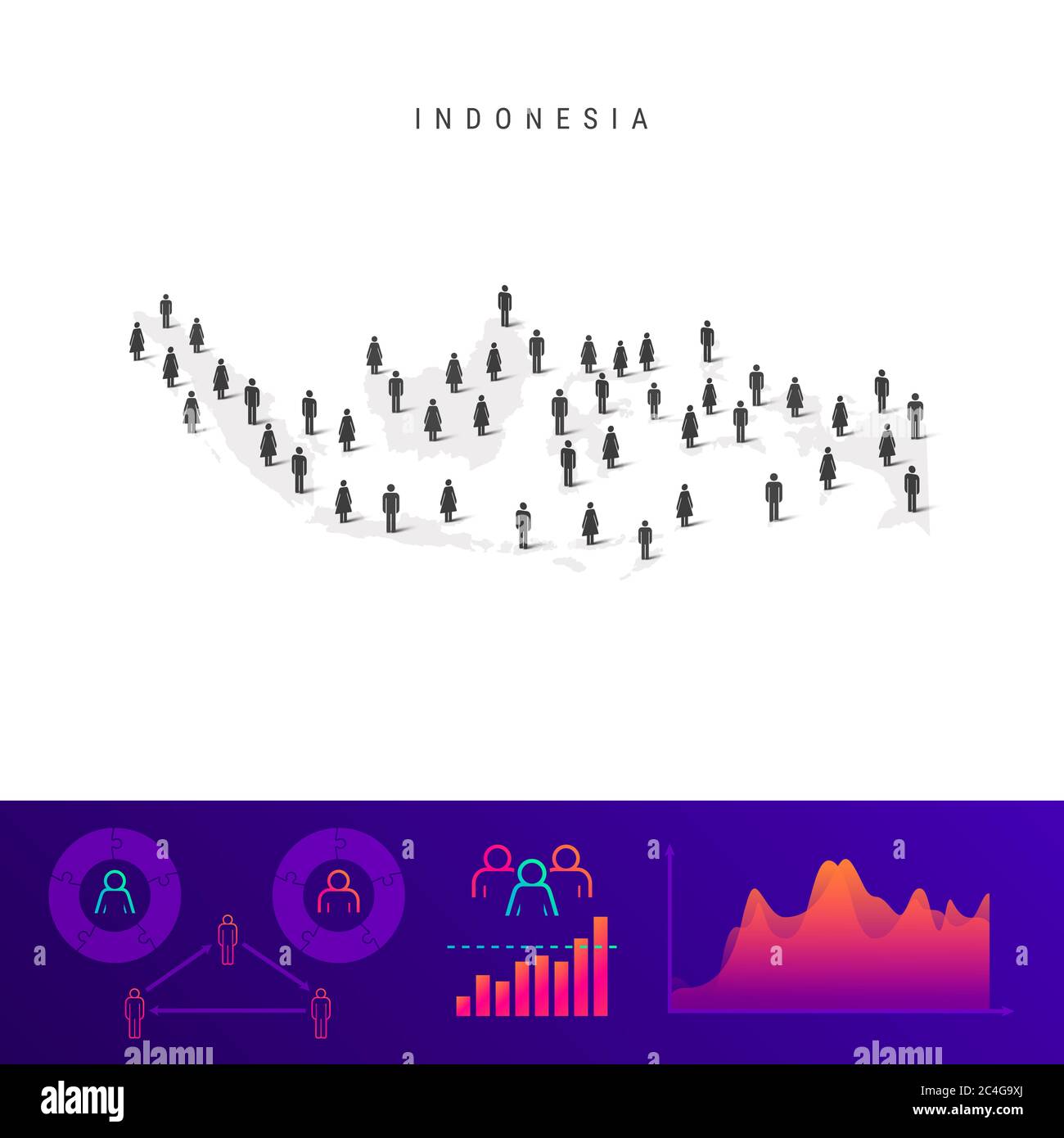Indonesian People Icon Map Detailed Silhouette Mixed Crowd Of Men And Women Population Infographics Isolated Illustration Stock Photo Alamy