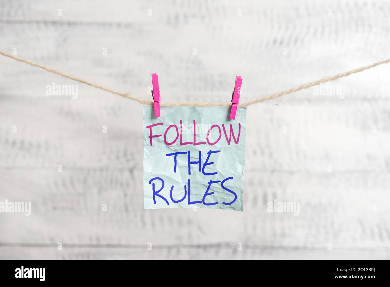Writing note showing Follow The Rules. Business concept for learn to