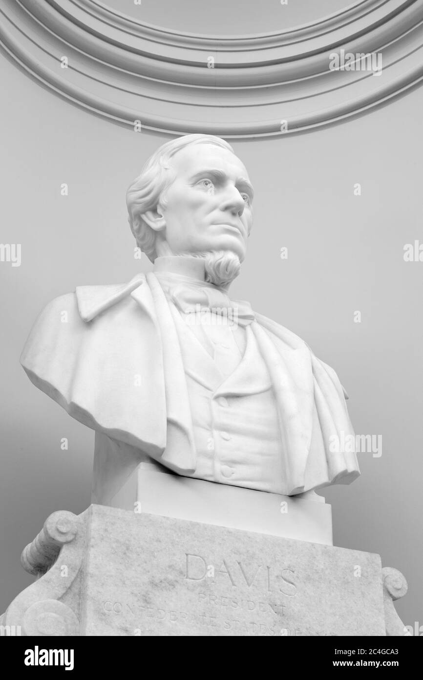 President Davis bust, Old House Chamber, State Capitol Building, Richmond, Virginia, USA Stock