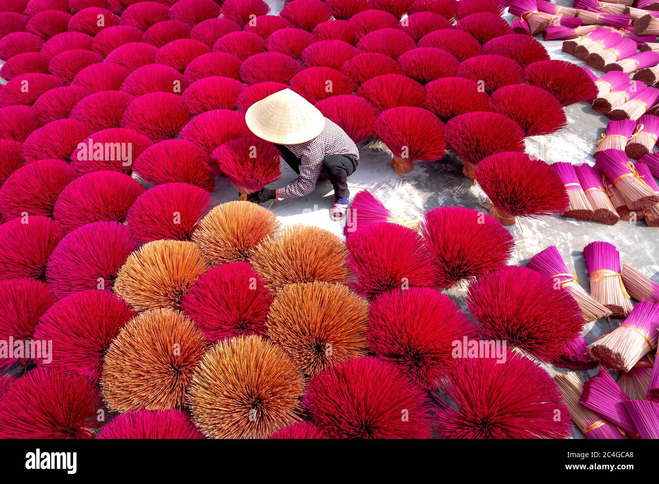 Traditional incense making village Ung Hoa, Hanoi, Vietnam May 26