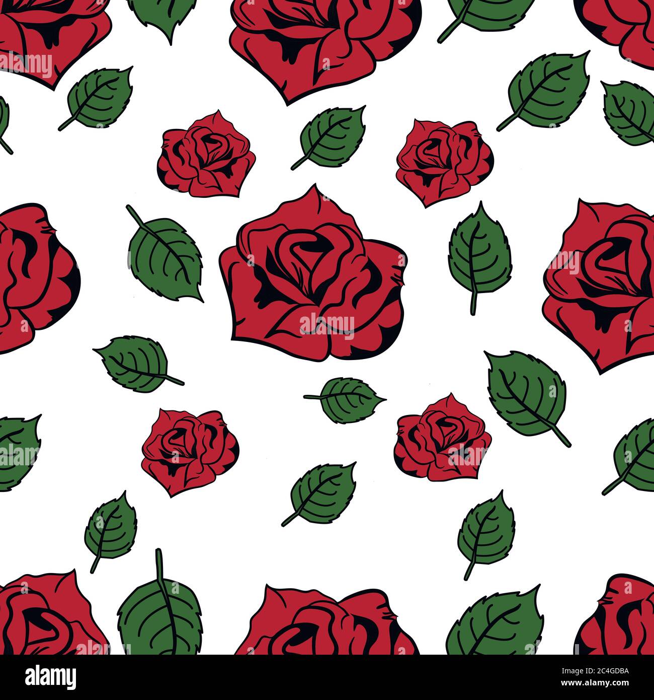 Roses on white background. Seamless pattern. Stock Vector