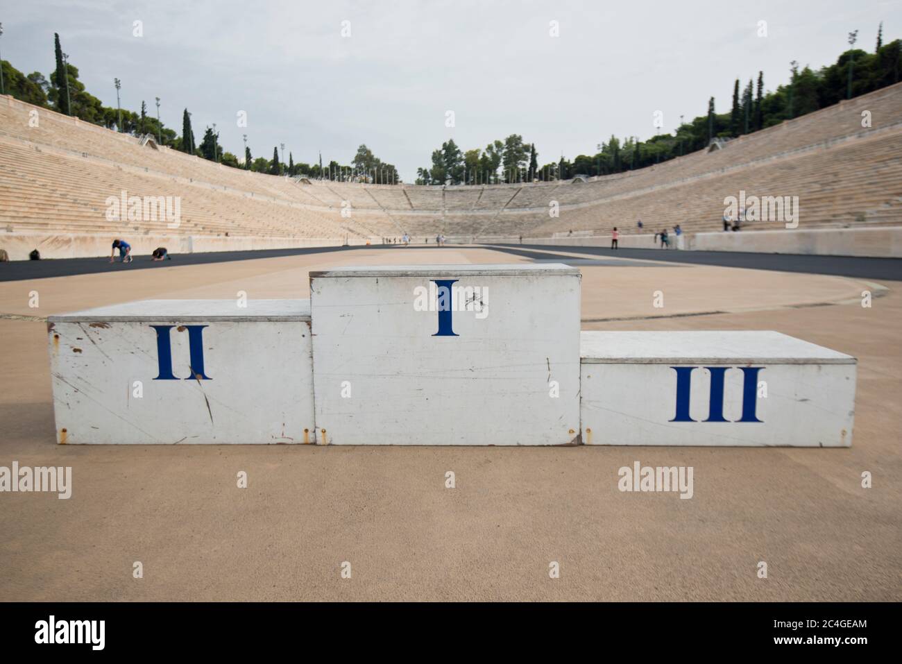 Panathenaic Olympic Stadium podium. Athens, Greece Stock Photo