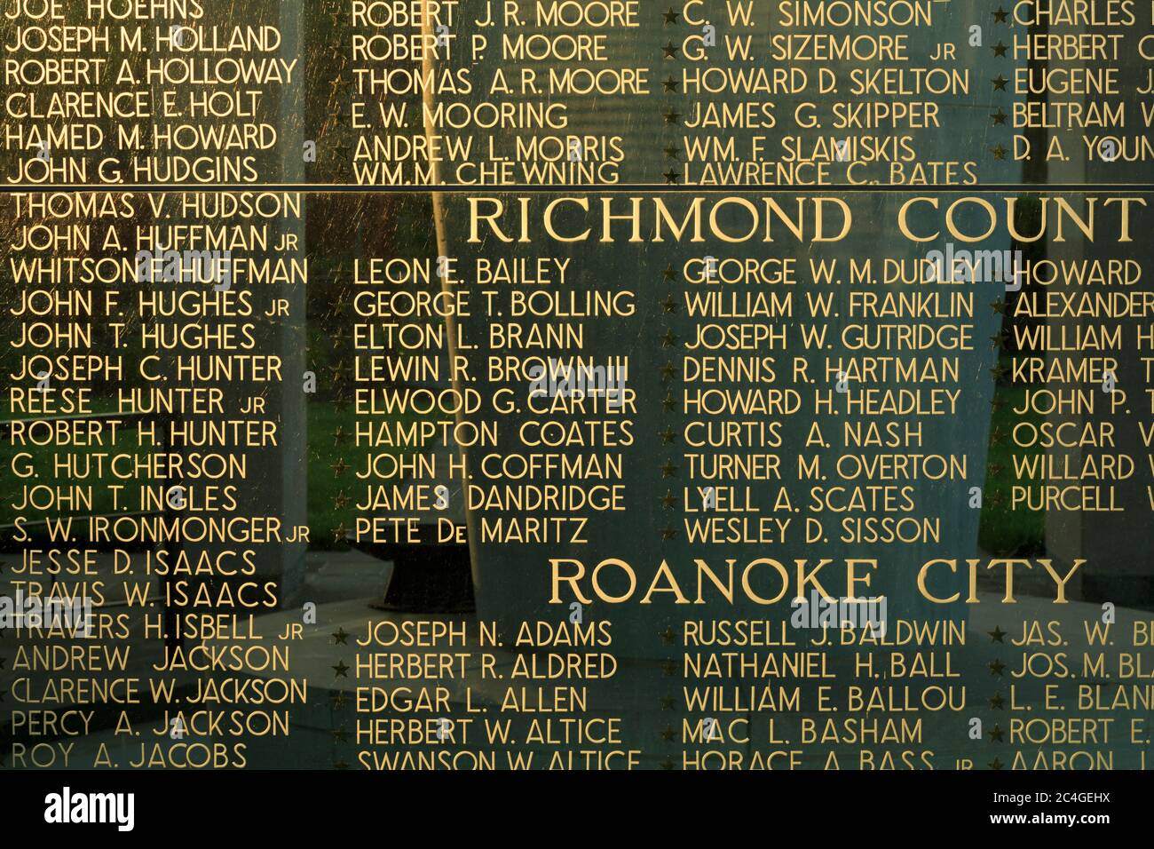 Glass wall at the Virginia War Memorial, Richmond, Virginia, USA Stock
