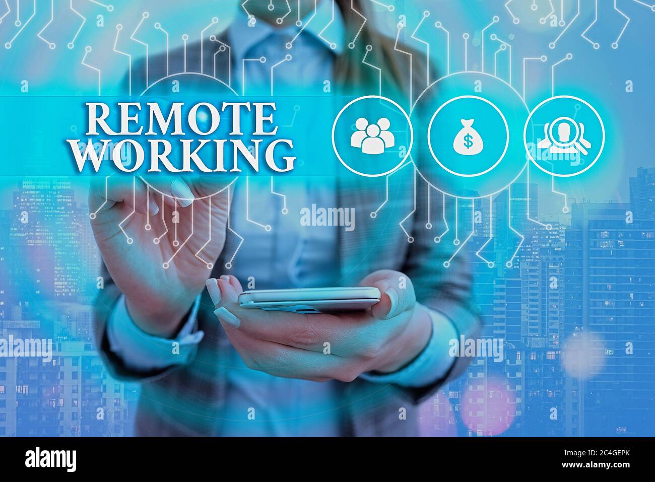 Employee Working Remote Sign Text sign showing Remote Working. Business photo text style that allows ...