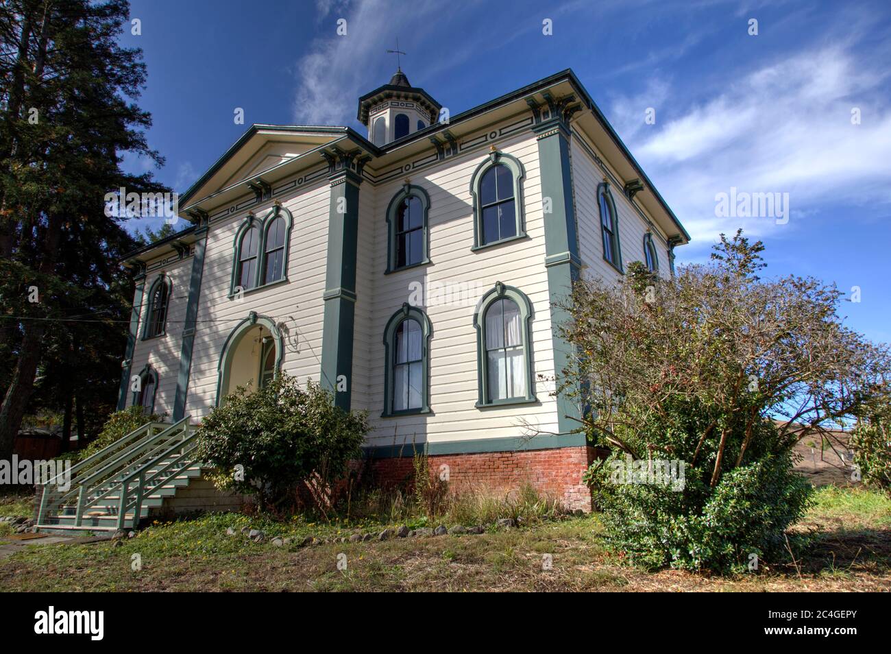Bodega Bay schoolhouse from The Birds movie Stock Photo Alamy