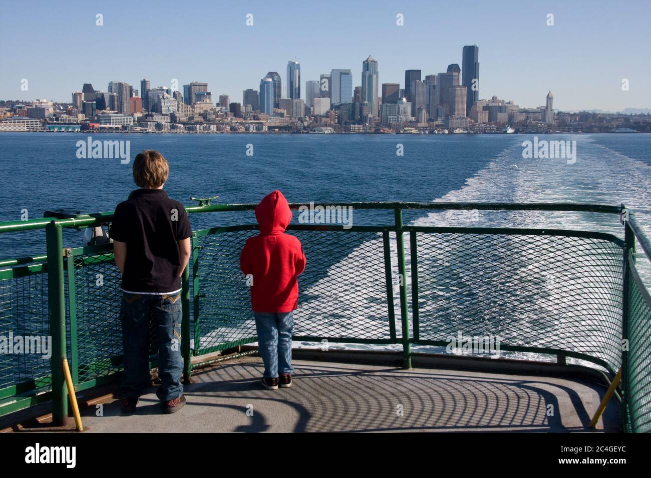 Seattle skyline from the ferry Stock Photo Alamy