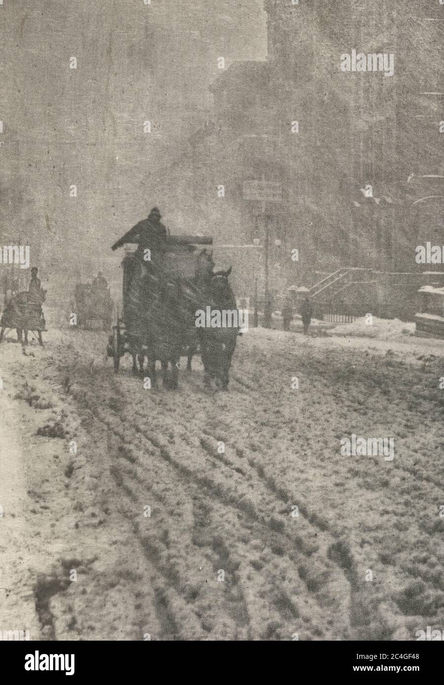 Camera Work: Winter - Fifth Avenue by Alfred Stieglitz, 1892 Stock Photo