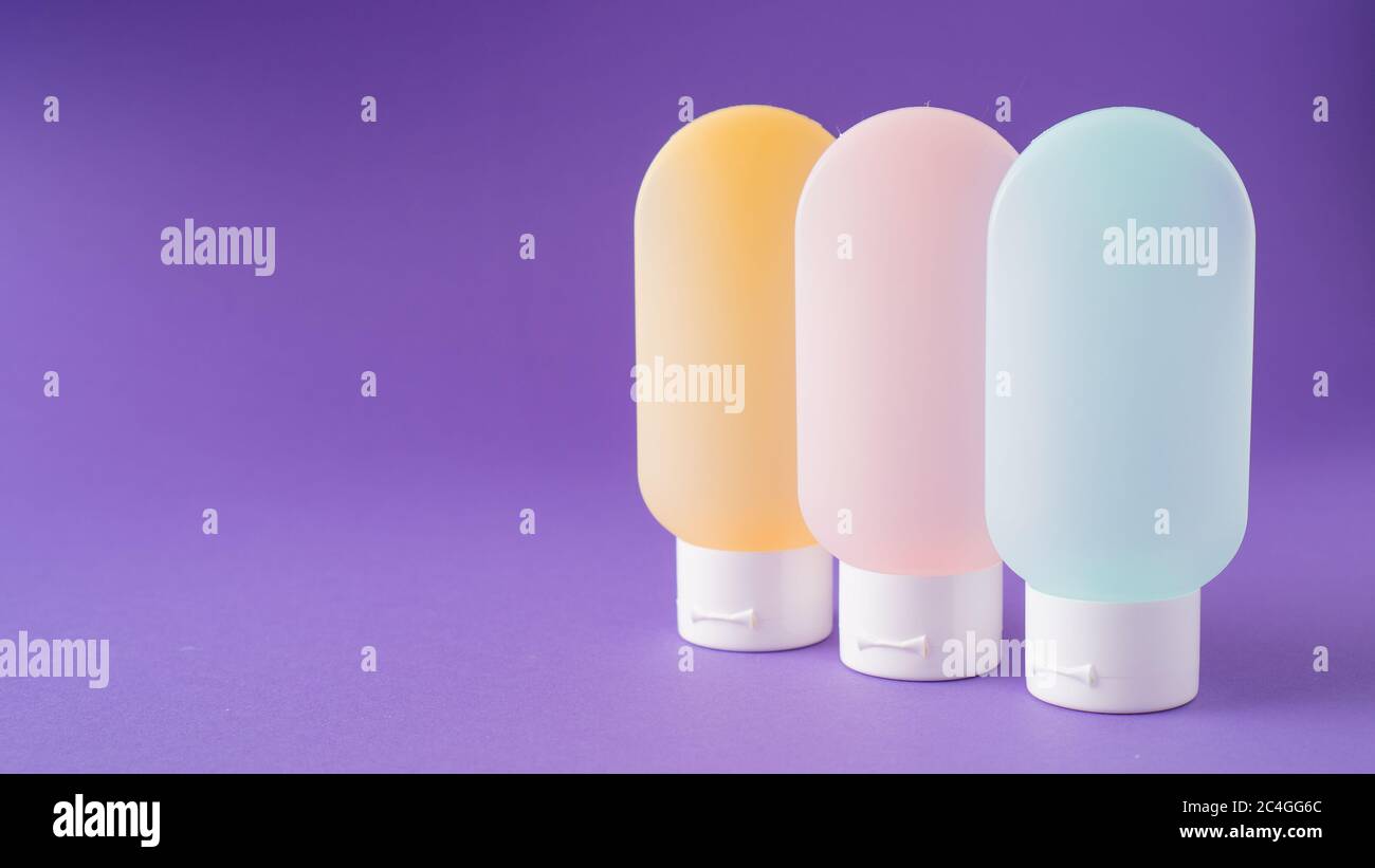 essential travel kit. toiletry kit. cosmetic bottles. small cosmetic