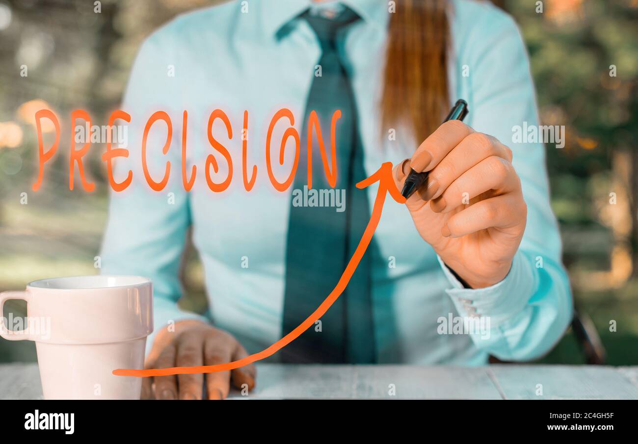 Text sign showing Precision. Business photo text the degree of ...