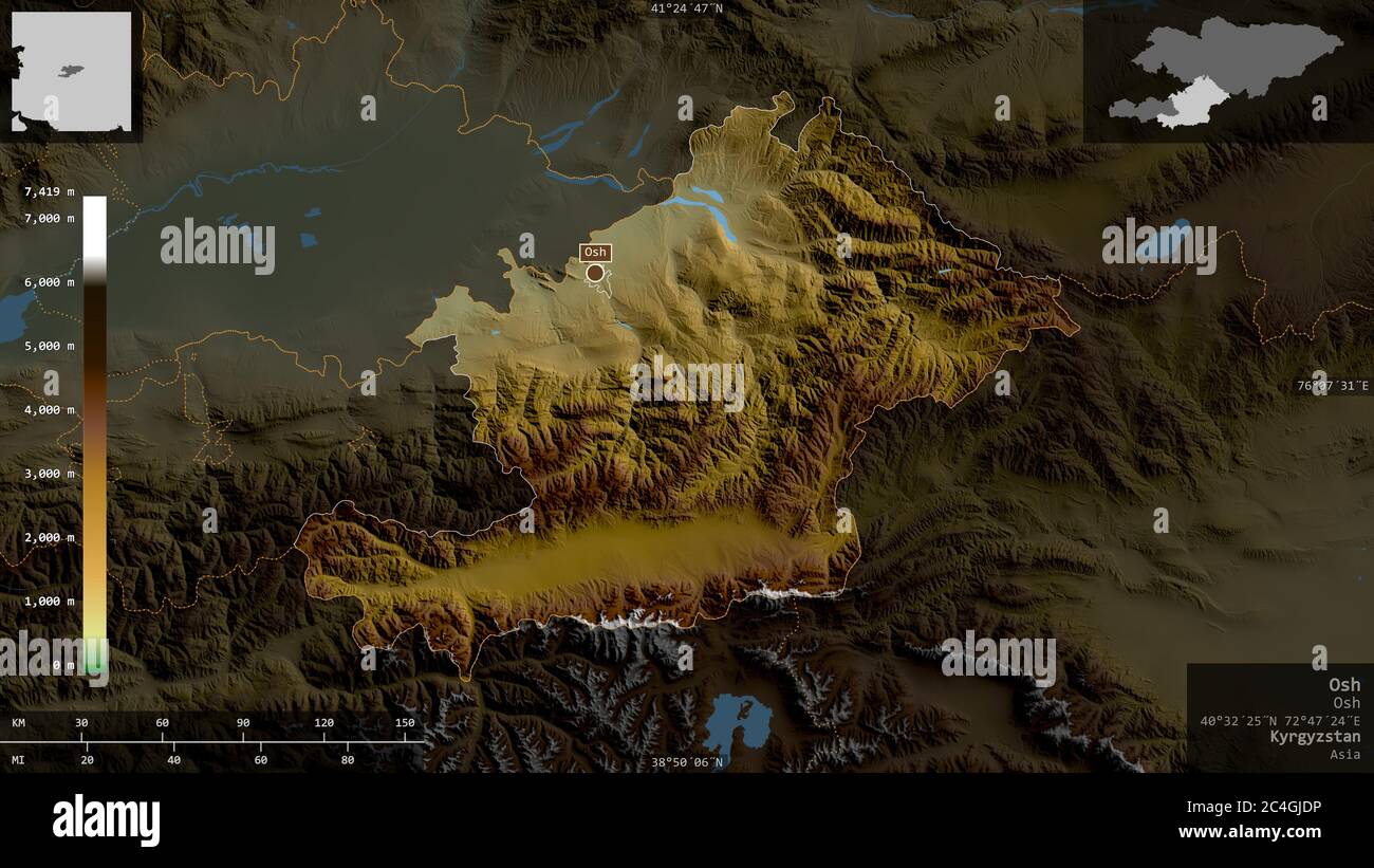 Kyrgyzstan map zoom border physical hi-res stock photography and images ...