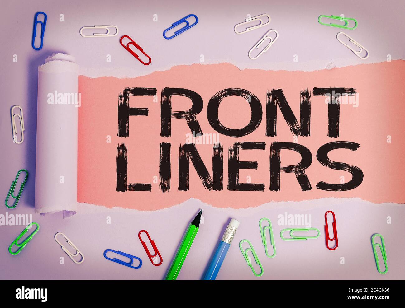 Conceptual hand writing showing Frontliners. Concept meaning most