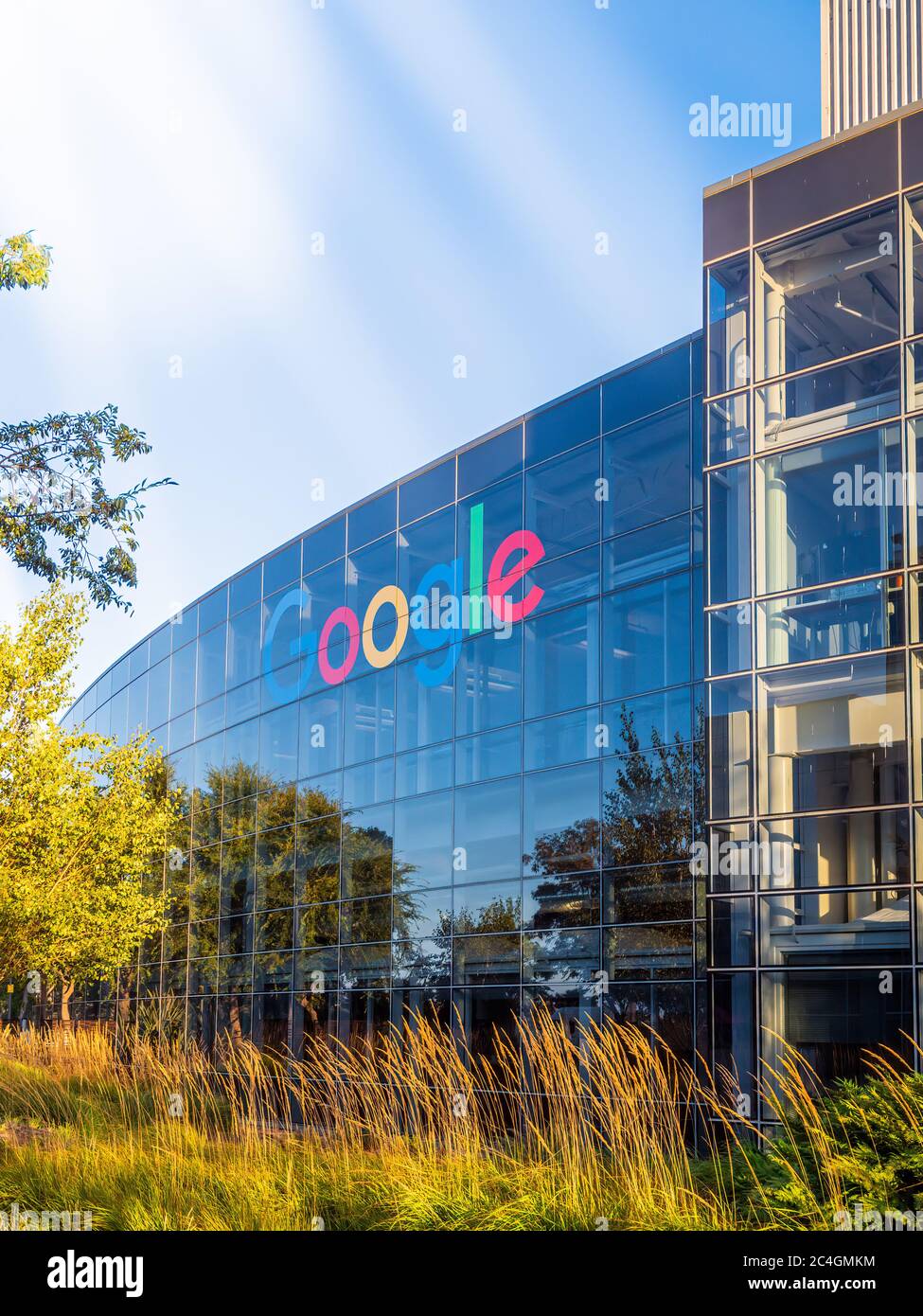 Google Headquarters Buildings and Google logo in Mountain Vew, California USA Stock Photo