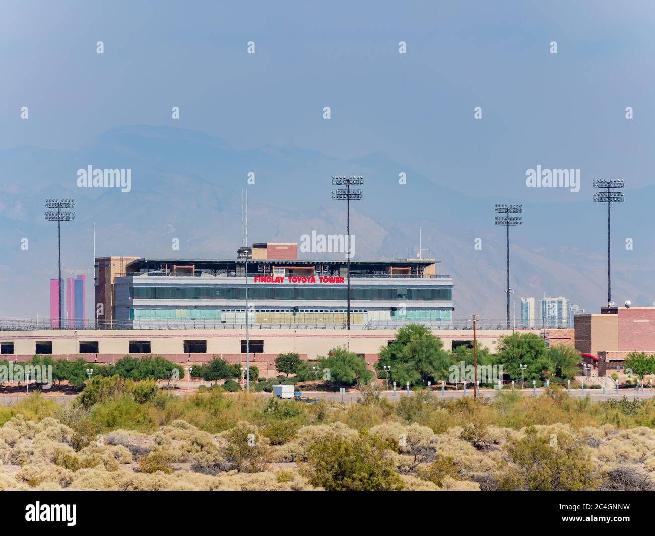 Las Vegas, JUN 7, 2020 -Exterior view of the Findlay Toyota Tower from ...