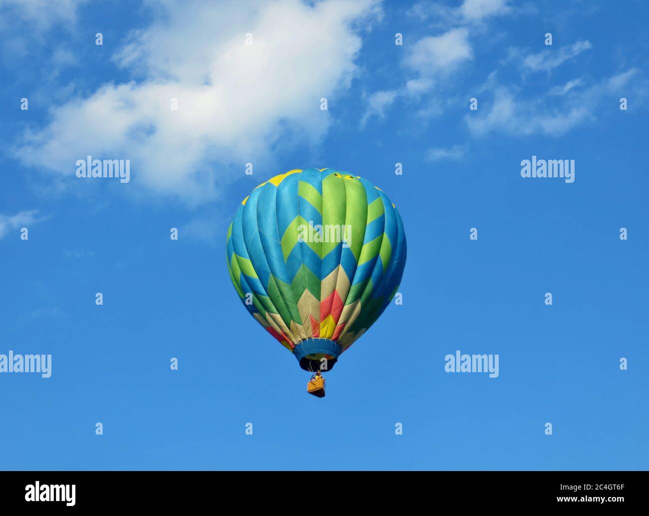 Hot air balloon in a blue sky Stock Photo
