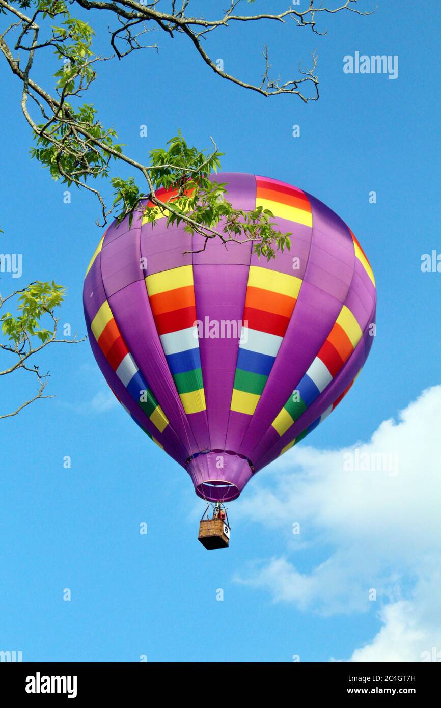 Hot air balloon in a blue sky Stock Photo - Alamy