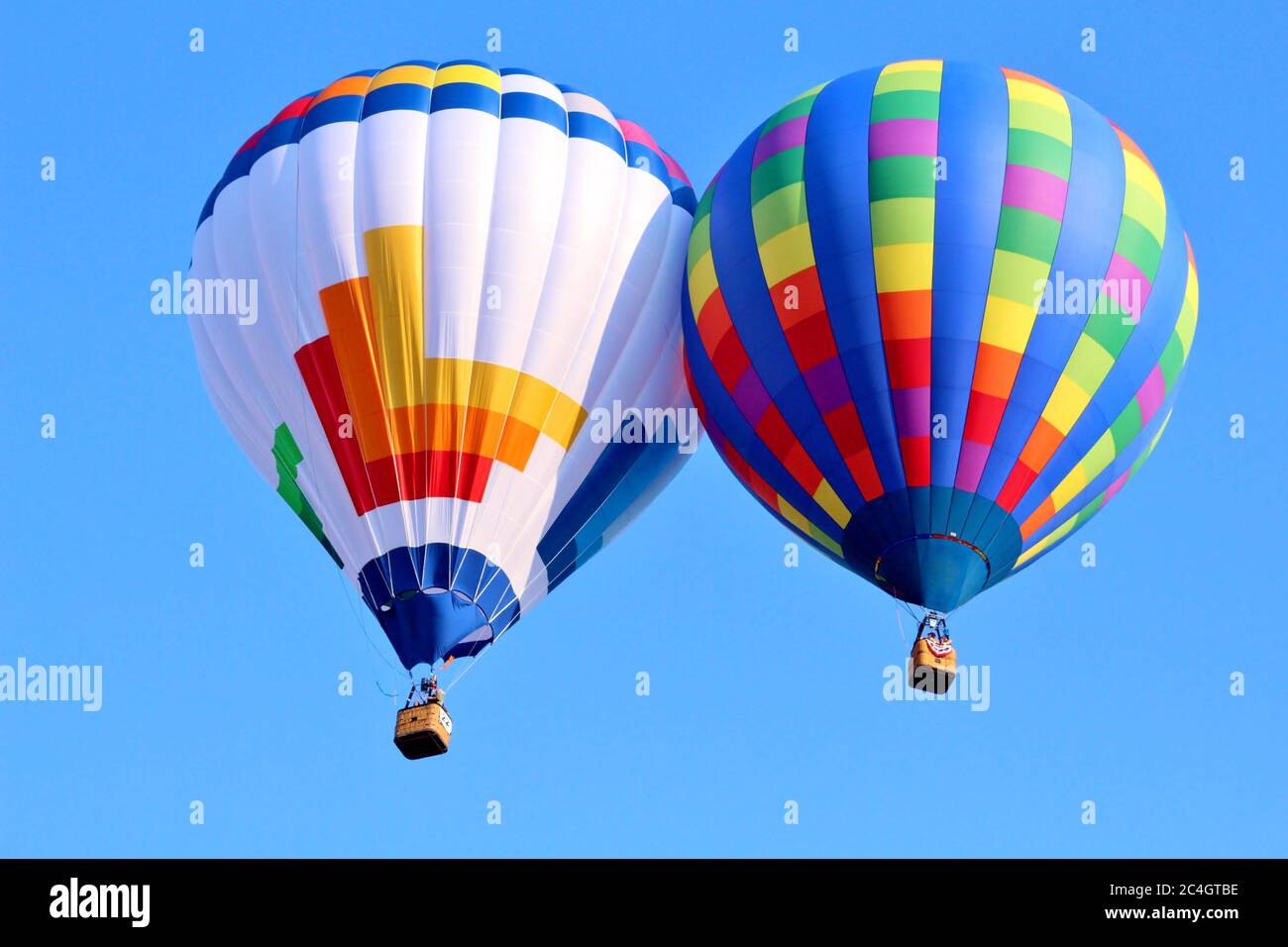 Hot air balloon in a blue sky Stock Photo