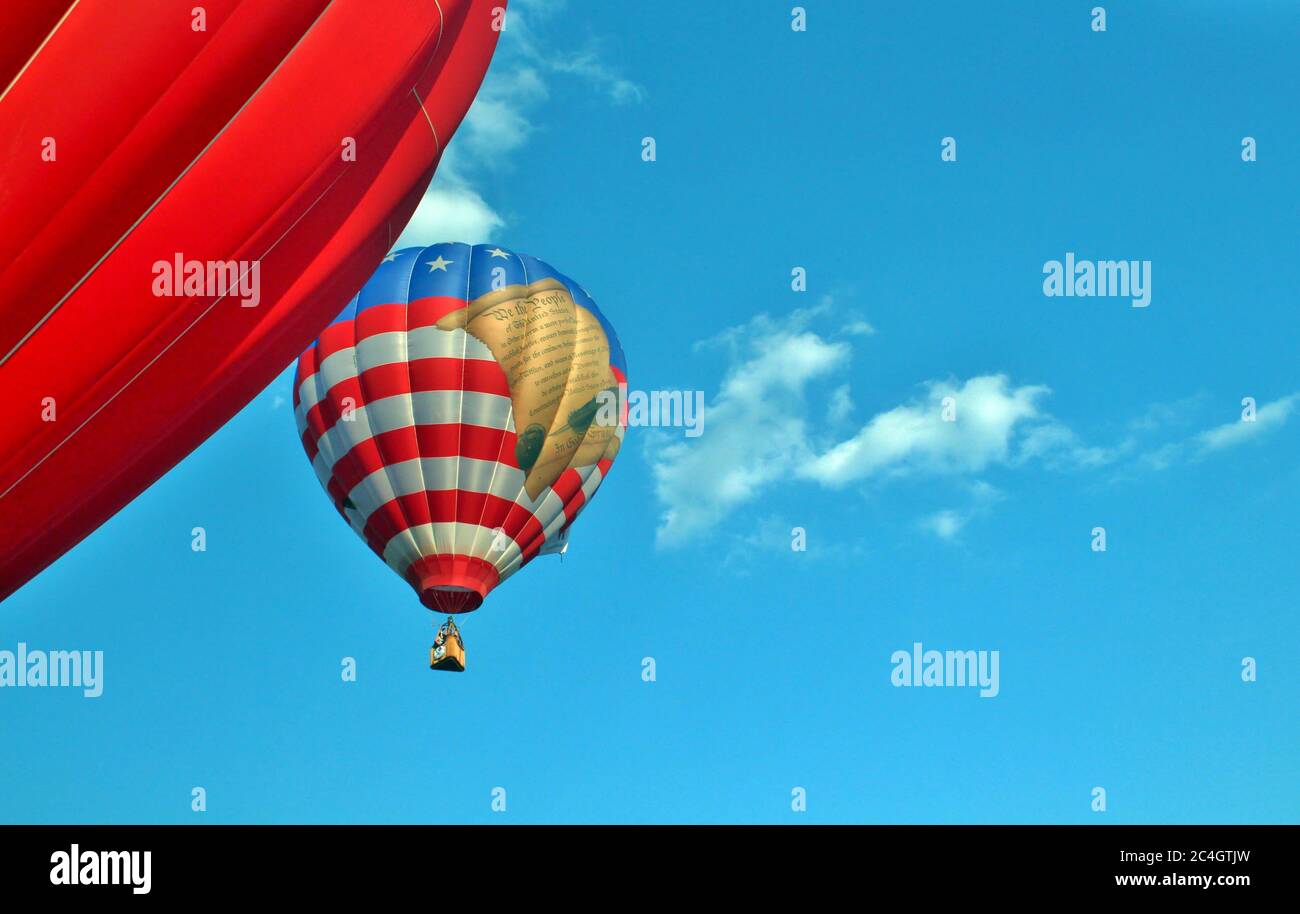 Hot air balloon in a blue sky Stock Photo - Alamy