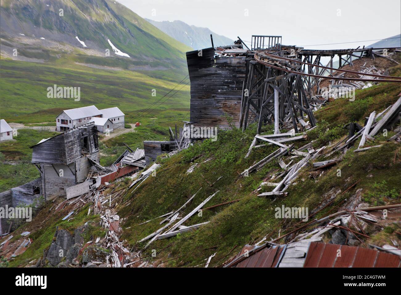 Abandoned Independence Mine at Hatcher Pass outside Wasilla Alaska which is a public park free Stock Photo
